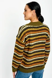 Multi-Colour V-Neck Knit Cardigan