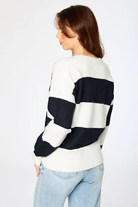 Rugby-Stripe Grandpa Cardigan