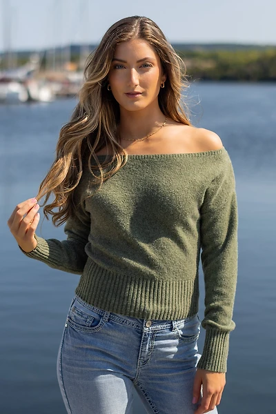 Off-The-Shoulder Long-Sleeve Sweater