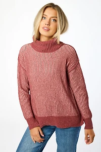 Two-Tone Chenille Turtleneck
