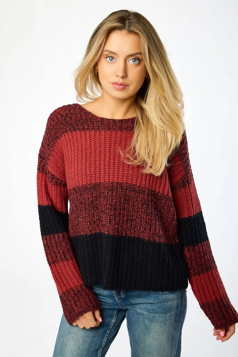Fuzzy Stripe Crewneck Sweater