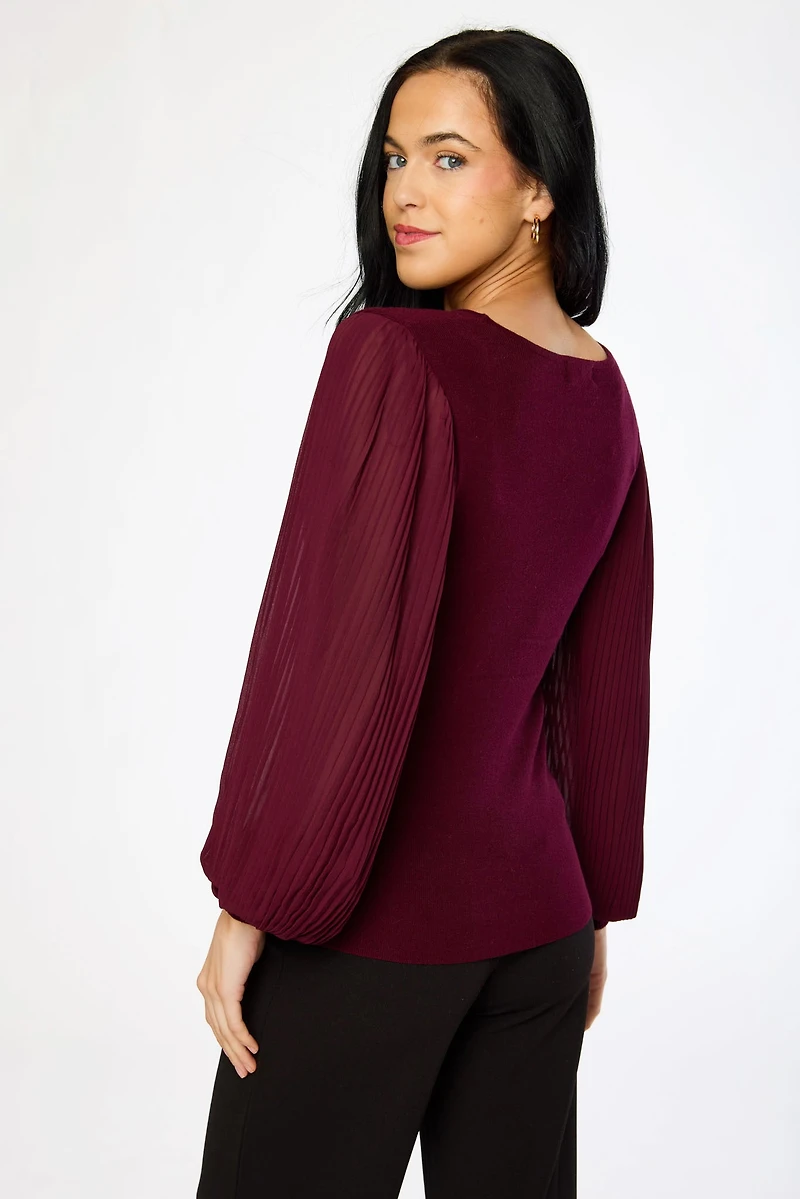 Crew-Neck Balloon Sleeves Sweater