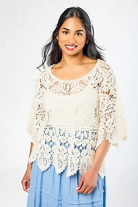 Crochet Elbow-Length Sleeve Sweater