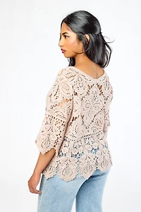 Crochet Elbow-Length Sleeve Sweater