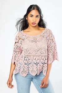 Crochet Elbow-Length Sleeve Sweater