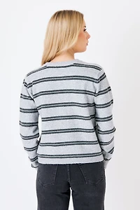 Striped Button-Front Cardigan