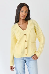 Hairy Ribbed Button-Front Cardigan