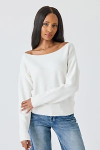 Brushed Yarn Off-Shoulder Sweater