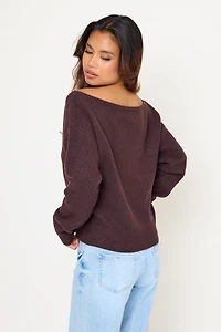 Brushed Yarn Off-Shoulder Sweater