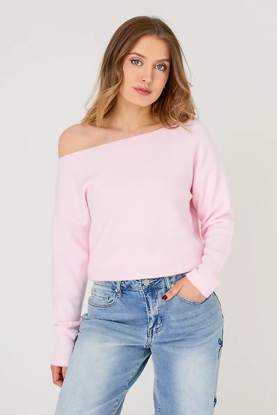Brushed Yarn Off-Shoulder Sweater