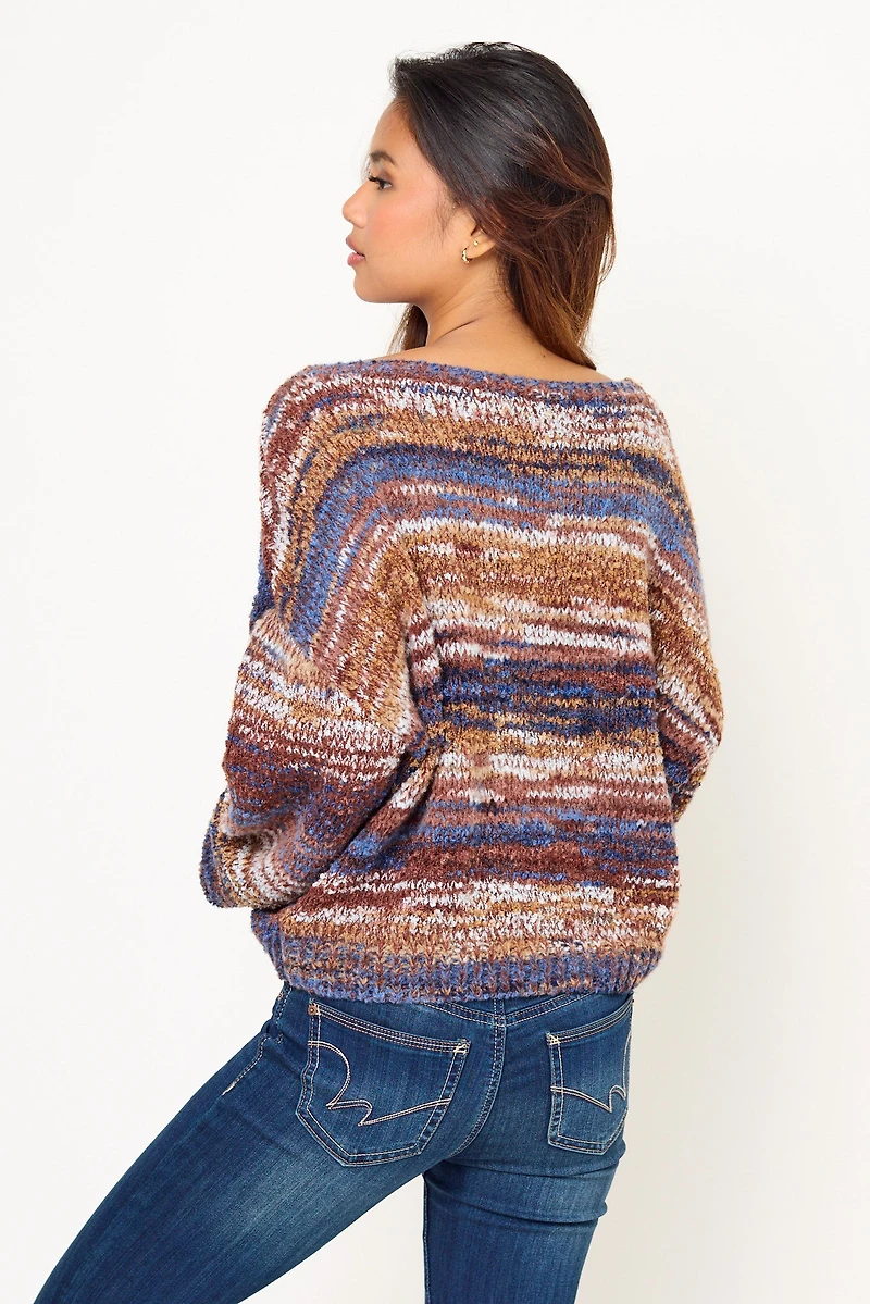 Space-Dye Off-Shoulder Sweater