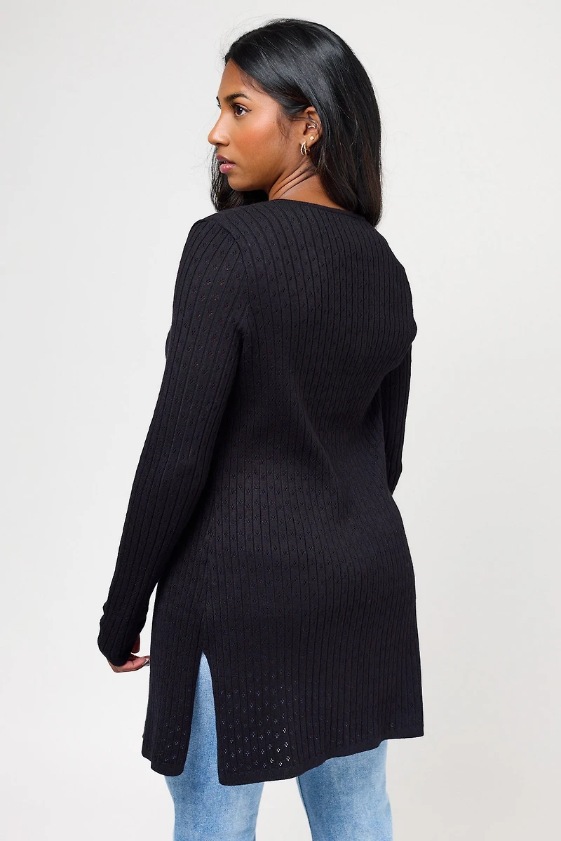 Pointelle Tie-Front Duster