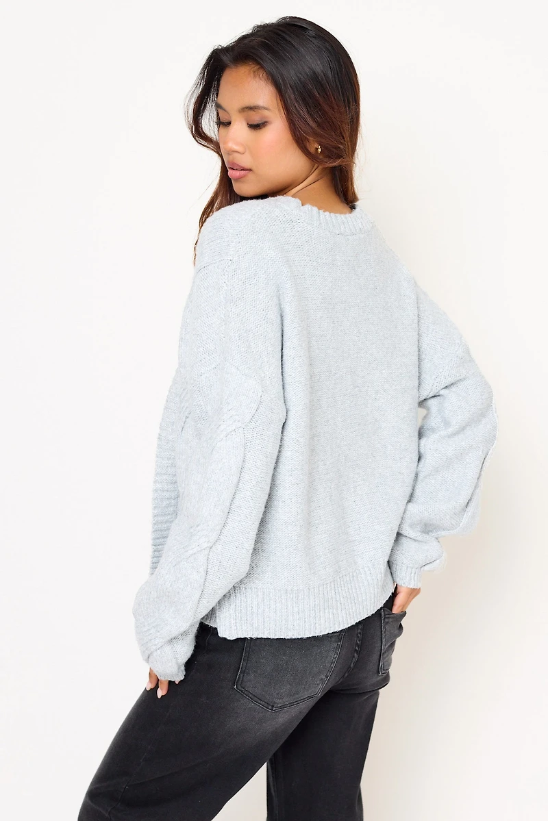 Chunky Cable Knit Cropped Sweater