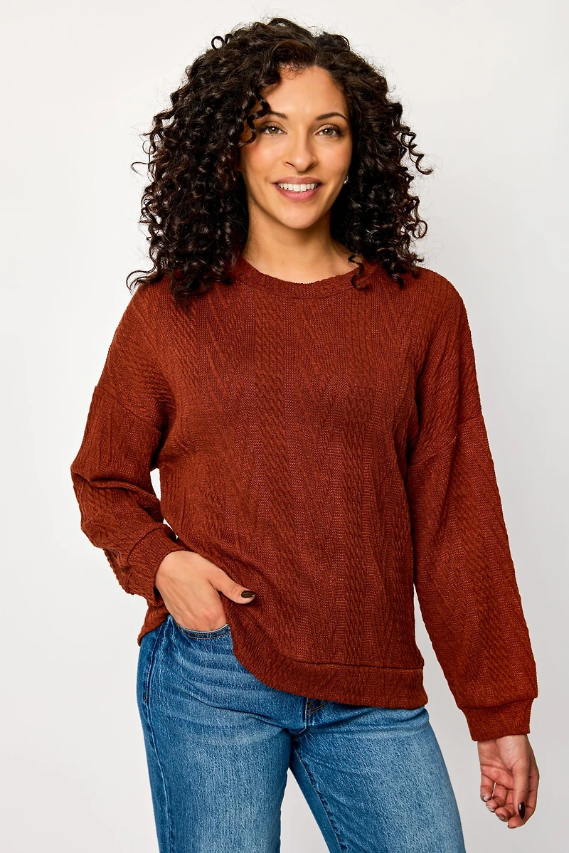 Cable Knit Balloon Sleeve Sweater