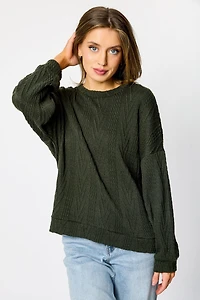 Cable Knit Balloon Sleeve Sweater