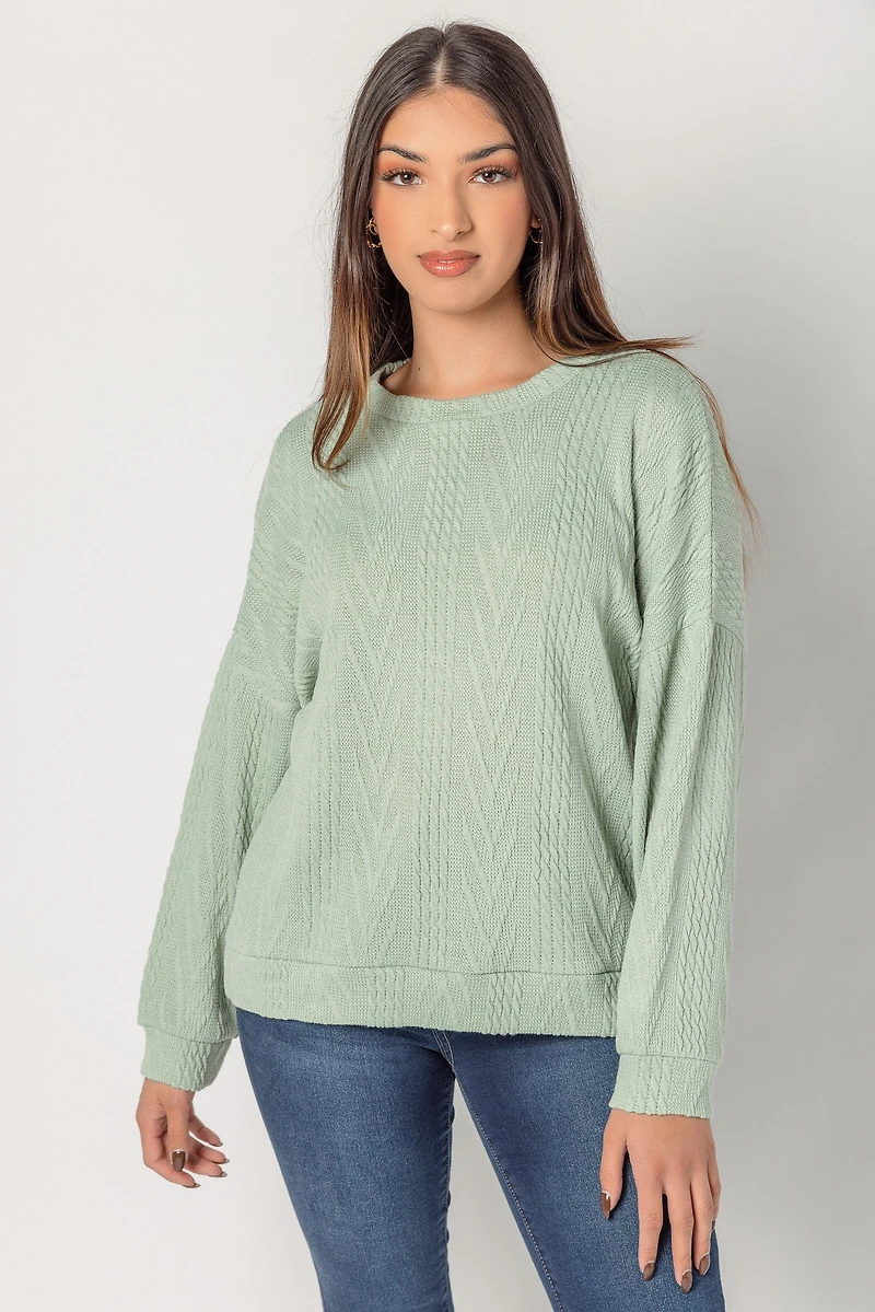 Cable Knit Balloon Sleeve Sweater