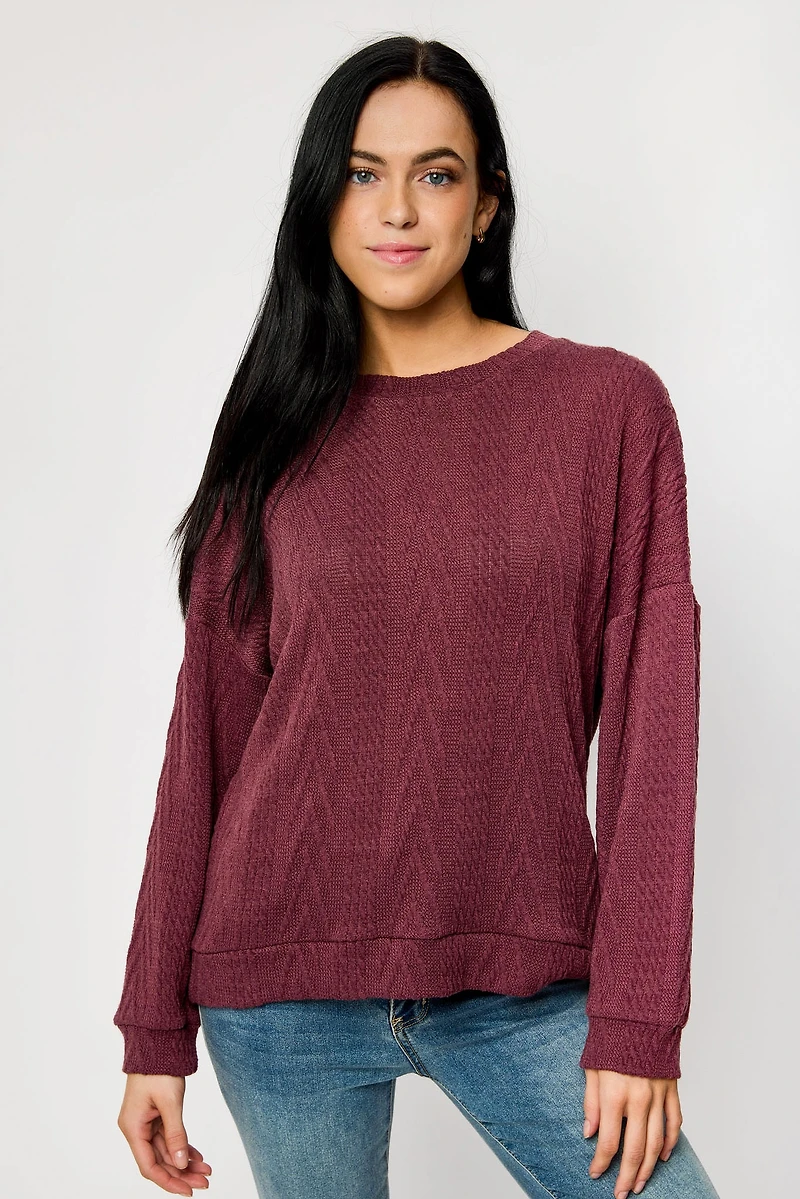 Cable Knit Balloon Sleeve Sweater
