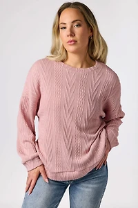 Cable Knit Balloon Sleeve Sweater