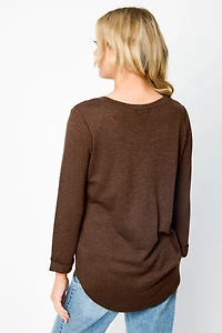 Knitted 3/4 Sleeve Scoopneck Sweater