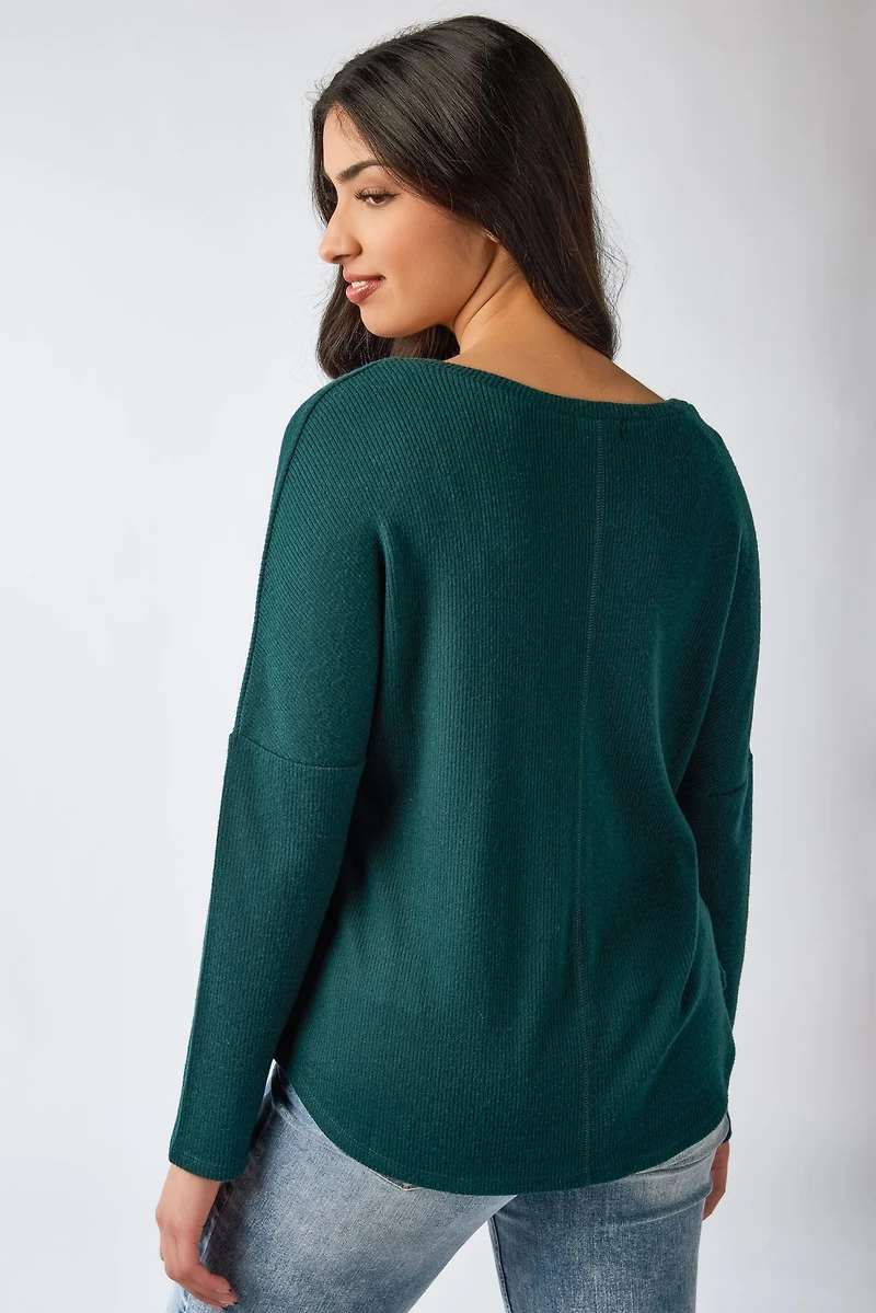 Rib V-neck Hacci Sweater