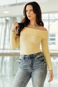 Ribbed Off-The-Shoulder Sweater
