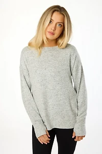 Long Sleeve Crew-Neck Supersoft Sweater with Thumbholes