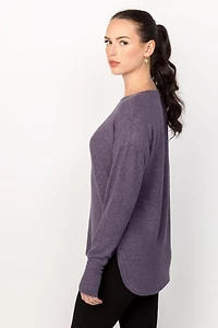 Long Sleeve Crew-Neck Supersoft Sweater with Thumbholes