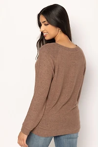 Long-Sleeve Supersoft Sweater with Flatlock Stitching