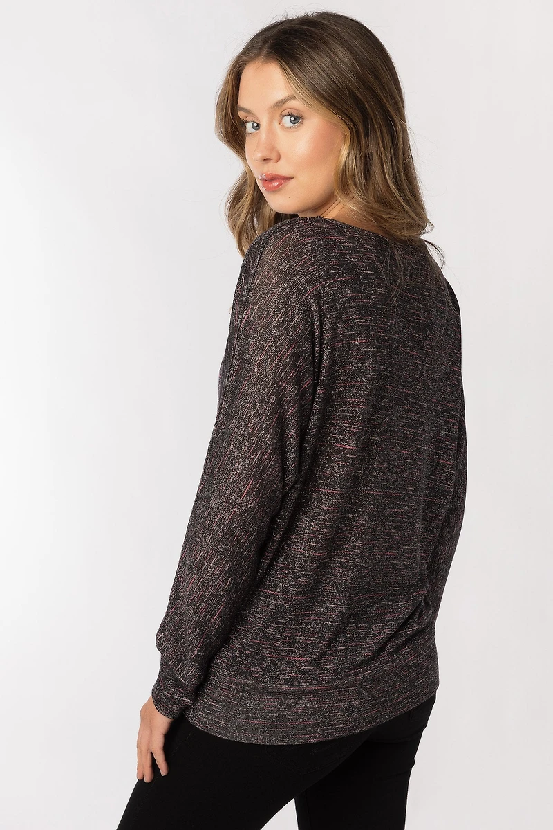 Metallic Space Dye Hacci Dolman Top