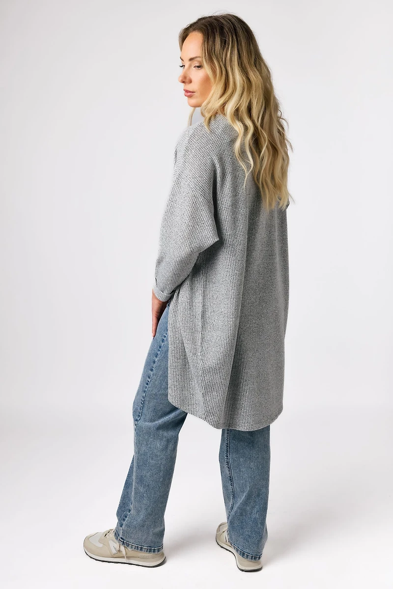 Lightweight 3/4 Sleeve Waffle Knit Cardigan
