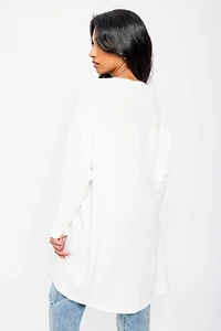 Lightweight 3/4 Sleeve Waffle Knit Cardigan