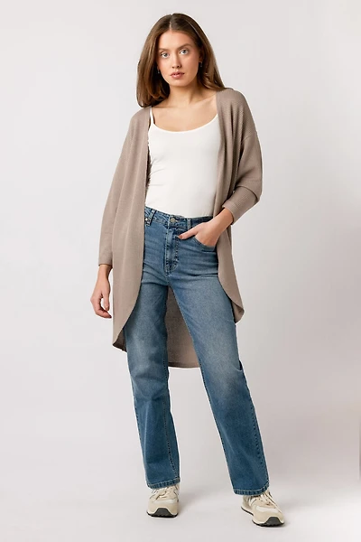 Lightweight 3/4 Sleeve Waffle Knit Cardigan