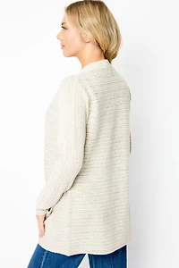 Brushed Stripe Long-Sleeve Open Cardigan