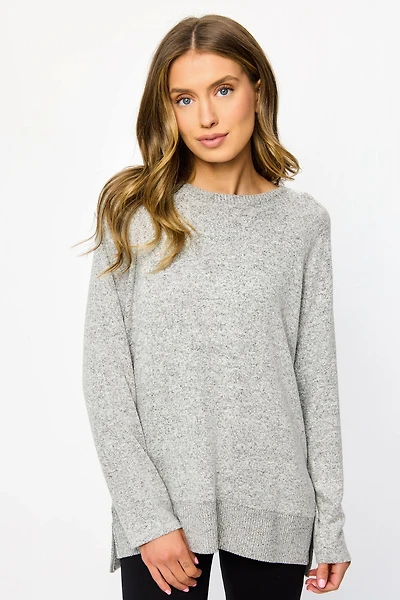 Crew-Neck Long Sleeve High-Low Sweater