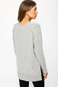 Crew-Neck Long Sleeve High-Low Sweater