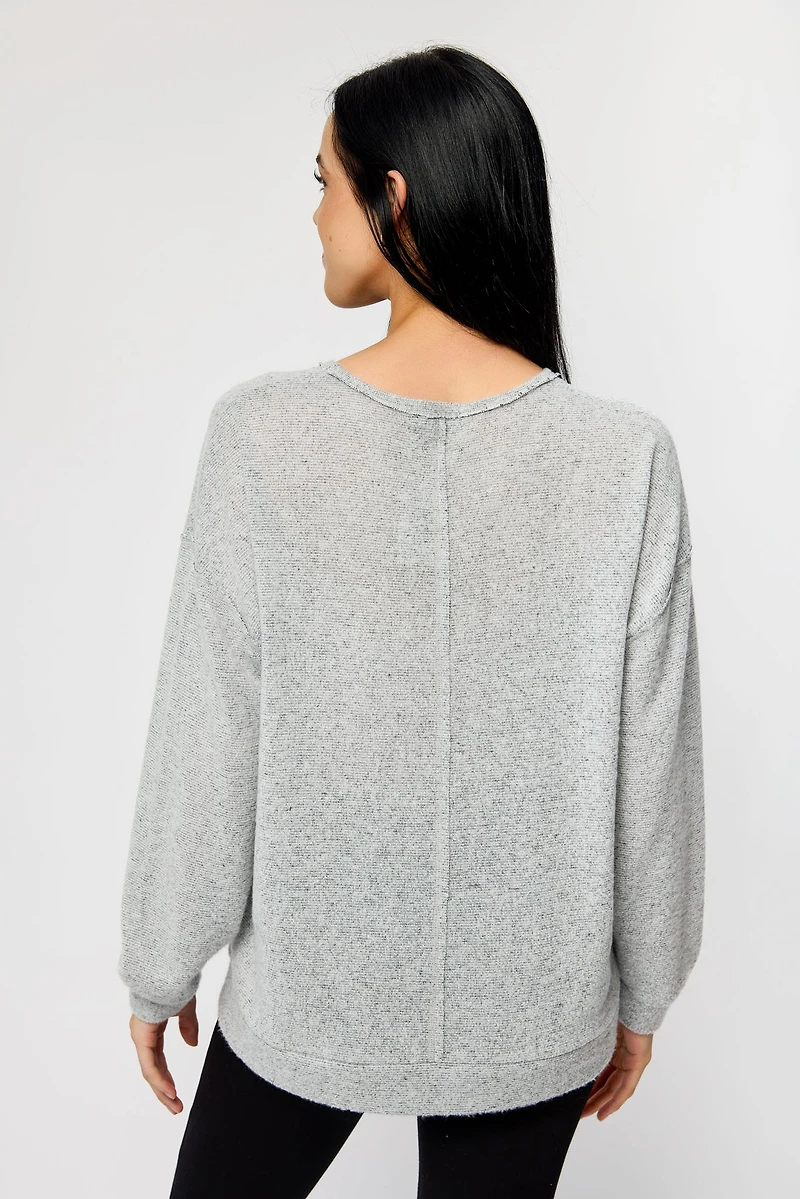 Brushed Mini Stripe Crew-Neck Oversized Sweater