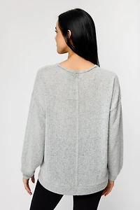 Brushed Mini Stripe Crew-Neck Oversized Sweater