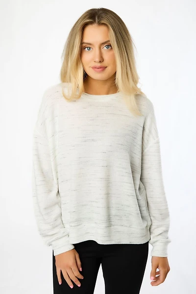Brushed Space-Dye Long-Sleeve Sweater