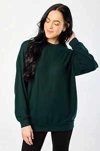 Crew-Neck Long-Sleeve Hacci Tunic Top