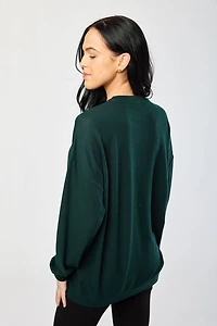 Crew-Neck Long-Sleeve Hacci Tunic Top