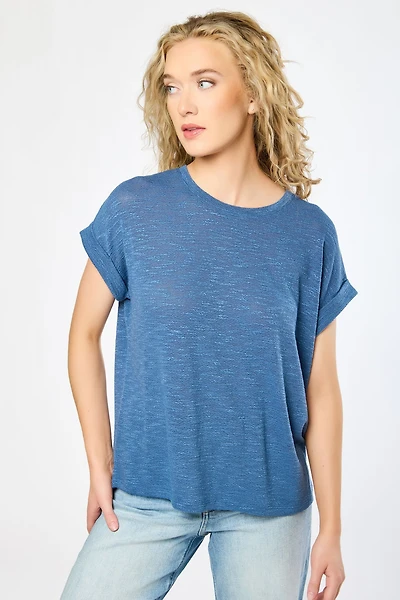 Hacci Slub Crew-Neck Short-Sleeve Top