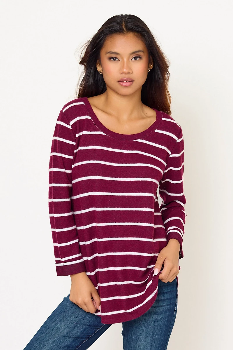 Striped Supersoft Scoop Neck Shirttail Tee