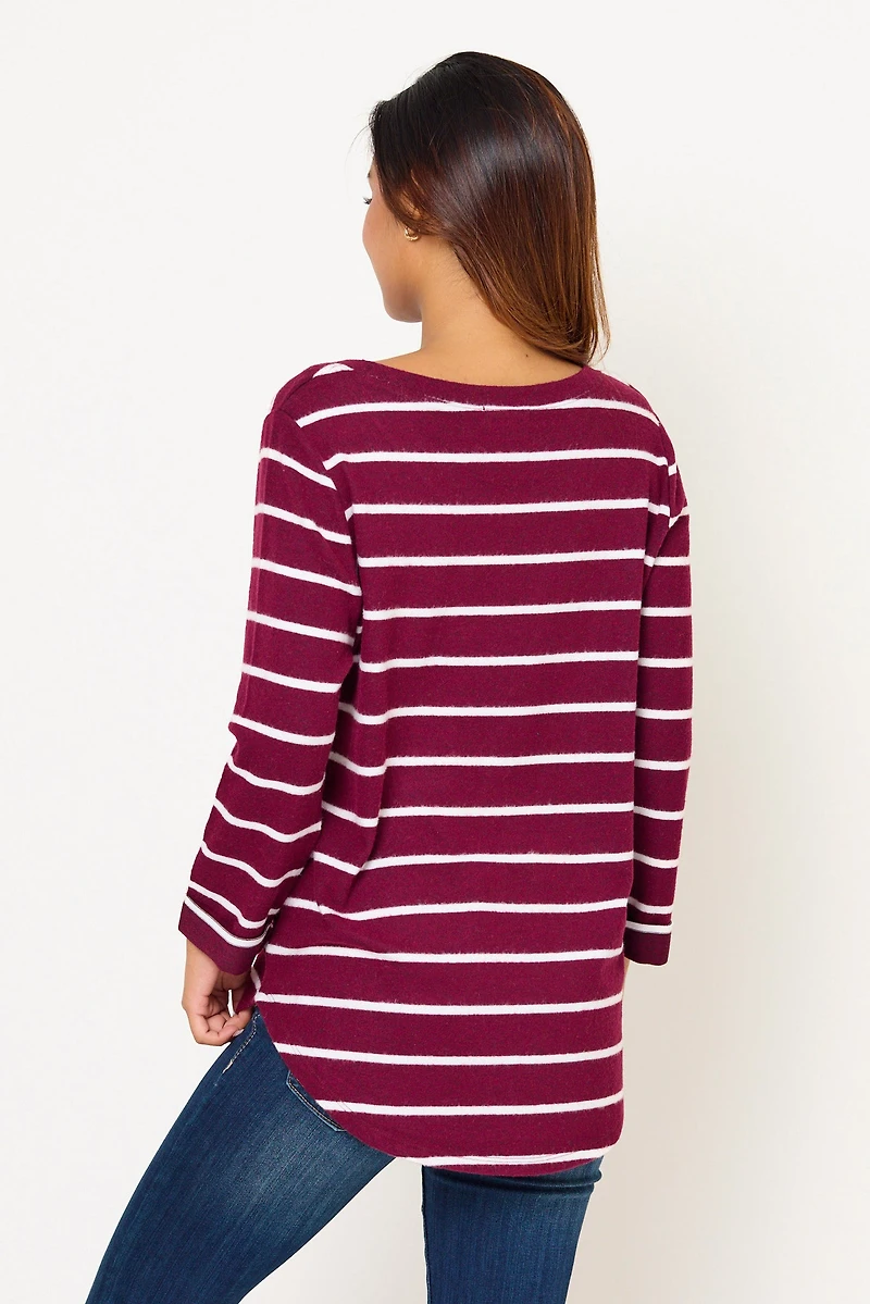 Striped Supersoft Scoop Neck Shirttail Tee