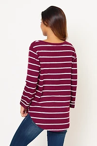 Striped Supersoft Scoop Neck Shirttail Tee