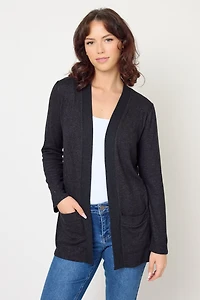 Supersoft Rib-Trim Open Cardigan