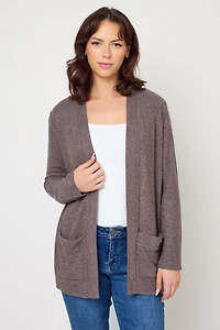 Supersoft Rib-Trim Open Cardigan