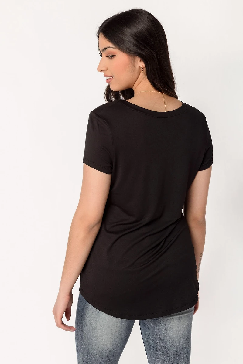 Brushed Cap Sleeve Scoopneck T-Shirt