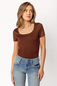 Short Sleeve Square Neck Top