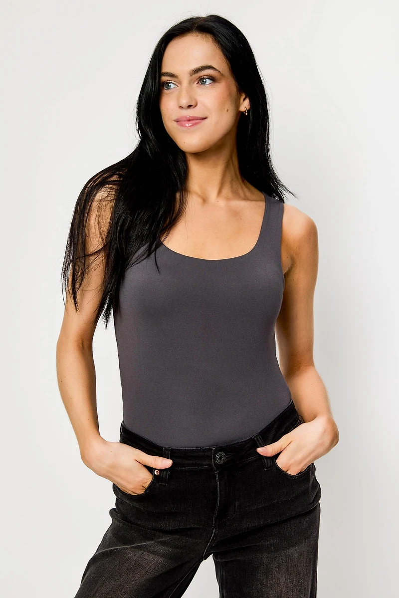 Brushed Double Layer Square Neck Tank