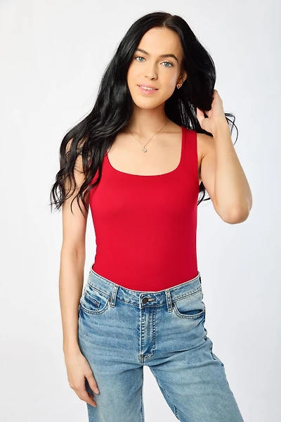 Brushed Double Layer Square Neck Tank